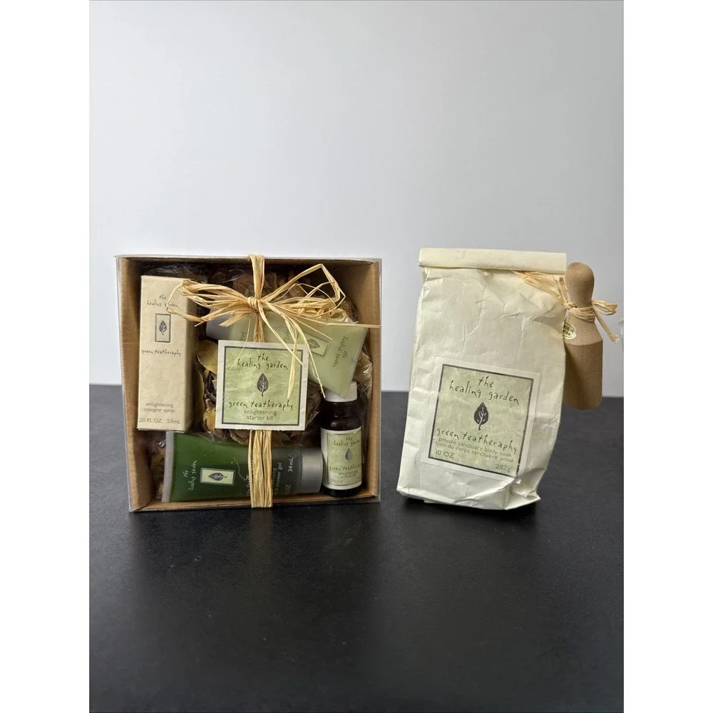 The Healing Garden Green Teatherapy Enlightening Starter Kit Gift Set PLUS SOAK‎